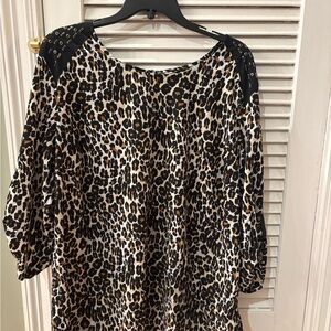 Jaclyn Smith Leopard Print Blouse with Black Details